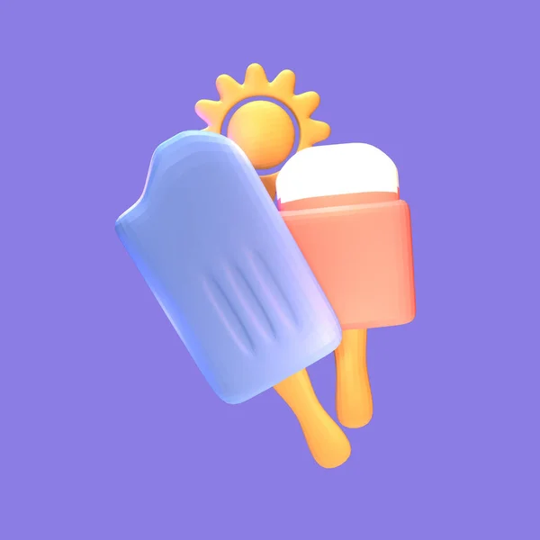 Літній Значок Морозива Відображається Фіолетовому Фоні Прості Елегантні Єкти Вашого — стокове фото