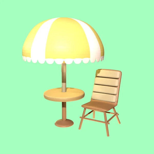 Strandcafé Symbol Sommer Isoliert Auf Dem Farbigen Hintergrund Gerendert Einfaches — Stockfoto