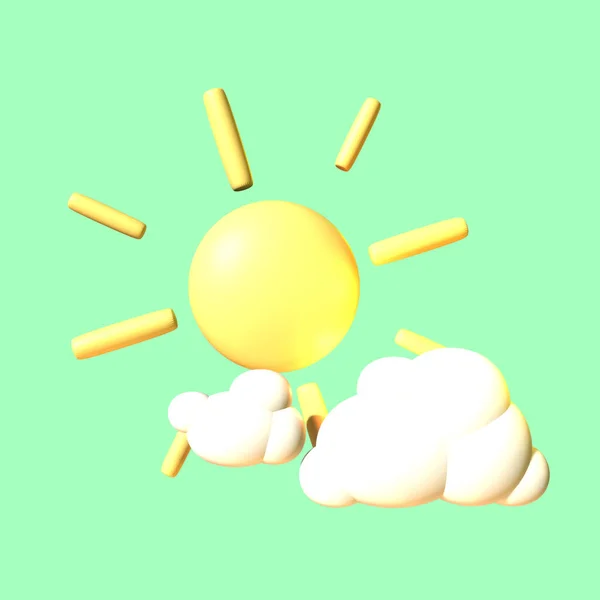 3D太阳图标夏天渲染孤立在彩色背景上 为您的设计提供简洁典雅的物品 — 图库照片