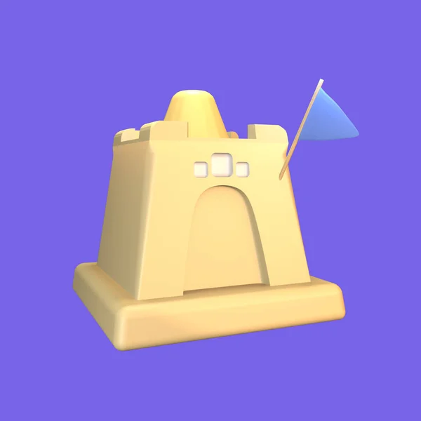 Zandkasteel Icoon Zomer Geïsoleerd Gekleurde Achtergrond Eenvoudig Elegant Object Voor — Stockfoto