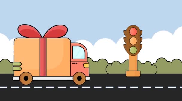 Wyprzedaż Samochodów Ciężarowych Ruchu Wideo Animacji Graficznej Proste Eleganckie Dla — Wideo stockowe