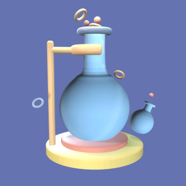 Renkli arkaplanda izole edilmiş üç boyutlu simge okul laboratuarına geri döndü. Tasarımın için basit ve zarif bir nesne.