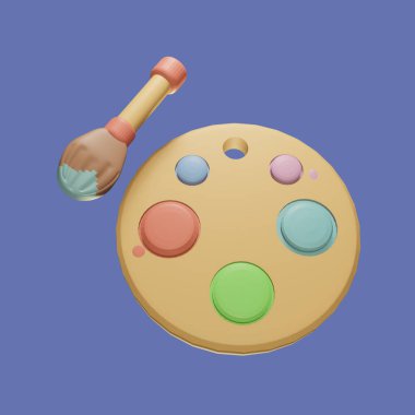 Renkli arkaplanda izole edilmiş üç boyutlu resim paletine geri dön. Tasarımın için basit ve zarif bir nesne.