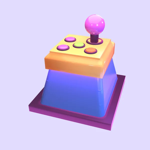 3D图标视频游戏在彩色背景下呈现隔离 用于设计的操纵杆对象 — 图库照片