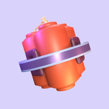 Renkli arkaplanda izole edilmiş 3 boyutlu video oyunları. Tasarımınız için dinamit simgesi.