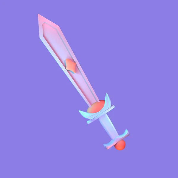 Ícone Jogos Vídeo Renderizados Isolados Fundo Colorido Objeto Espada Para — Fotografia de Stock