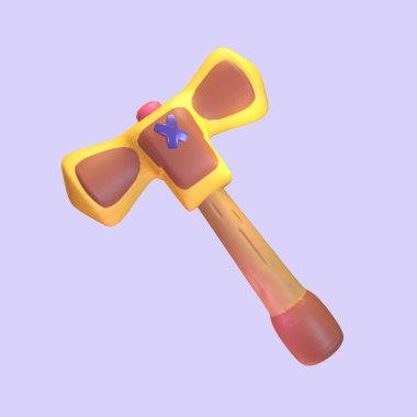 Renkli arkaplanda izole edilmiş 3 boyutlu video oyunları. dizaynınız için ax simgesi nesnesi.