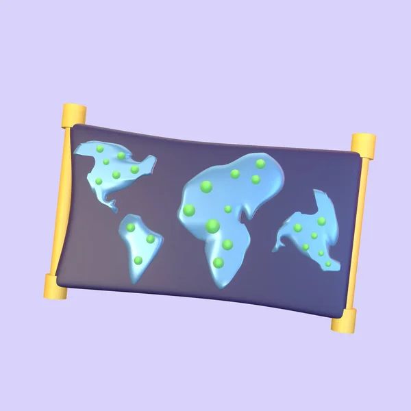 3D图标视频游戏在彩色背景下呈现隔离 为您设计的世界地图对象 — 图库照片