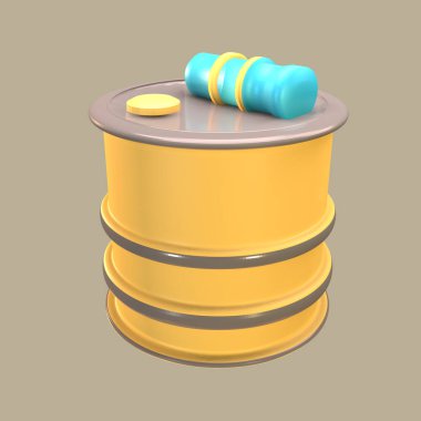 Renkli arkaplanda 3 boyutlu ikon işçi günü izole edildi. Tasarımınız için yağ varili nesnesi.