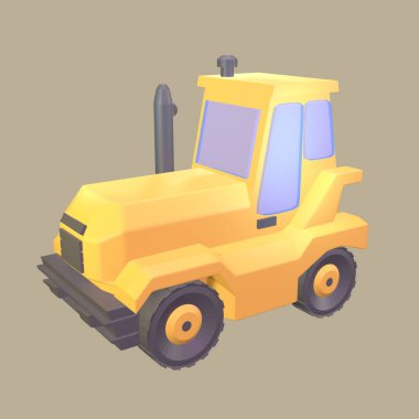 Renkli arkaplanda 3 boyutlu ikon işçi günü izole edildi. Tasarımınız için buldozer nesnesi yapın.