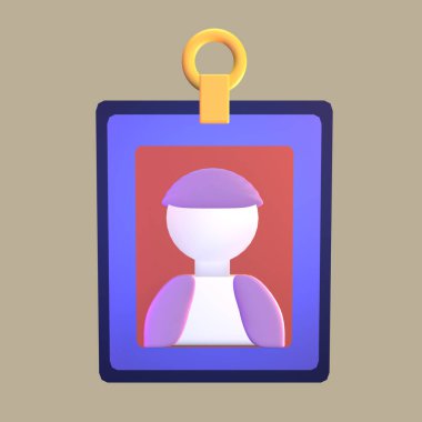 Renkli arkaplanda 3 boyutlu ikon işçi günü izole edildi. Tasarımınız için kimlik kartı nesnesi.