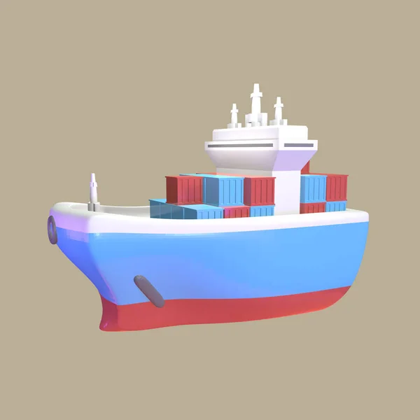 Icon Labor Day Rendered Isolated Colored Background Cargo Ship Object — Stock Photo, Image