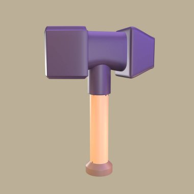 Renkli arkaplanda 3 boyutlu ikon işçi günü izole edildi. Tasarımın için çekiç nesnesi.