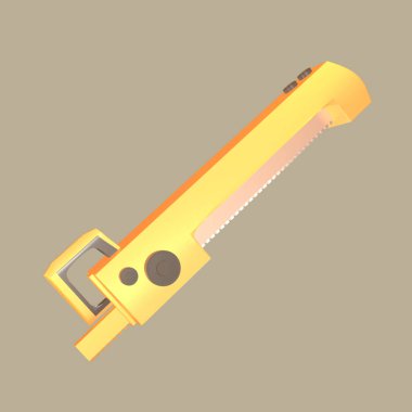 Renkli arkaplanda 3 boyutlu ikon işçi günü izole edildi. Tasarımınız için el testeresi nesnesi.