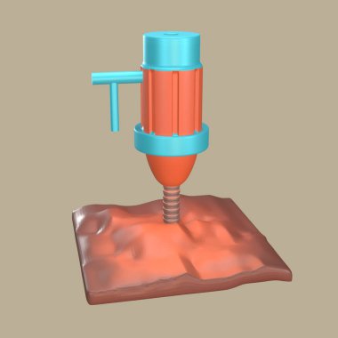 Renkli arkaplanda 3 boyutlu ikon işçi günü izole edildi. dizaynınız için toprak sondajı nesnesi.