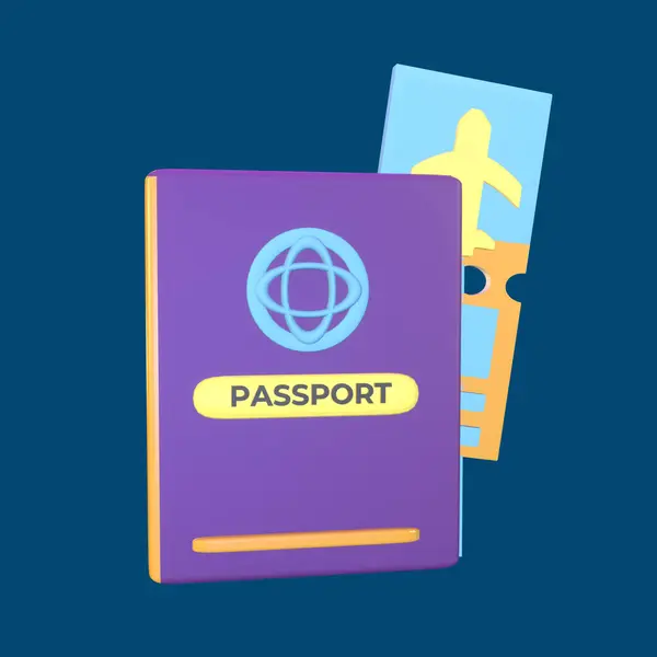 Icon World Tourism Day Rendered Isolated Colored Background Passport Object — Stock Photo, Image