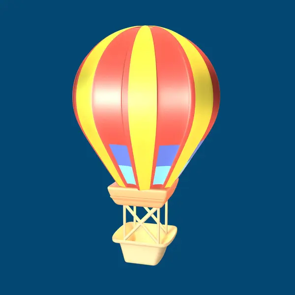 3D图标世界旅游日成为孤立的彩色背景 热气球设计用物体 — 图库照片