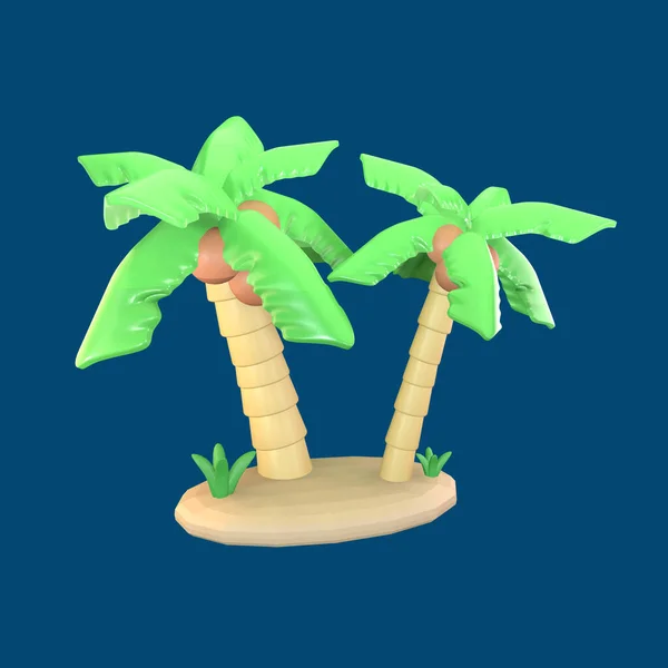 3D图标世界旅游日成为孤立的彩色背景 旅游胜地棕榈树对象为您的设计 — 图库照片