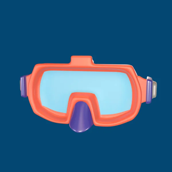 3D图标世界旅游日成为孤立的彩色背景 水肺潜水面罩物品 供你设计 — 图库照片