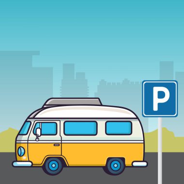 Renkli arka planda Dünya Turizm Günü ikonu çizimleri izole edildi. tasarımınız için karavan nesneleri.