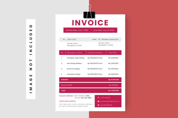 Stock vector Enhance the professional image of your business with this elegant invoice template. With a clean and modern design, this template comes in a variety of file formats for ease of use and customization.