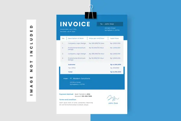 stock vector Enhance the professional image of your business with this elegant invoice template. With a clean and modern design, this template comes in a variety of file formats for ease of use and customization.