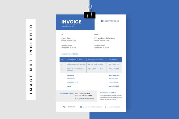 stock vector Enhance the professional image of your business with this elegant invoice template. With a clean and modern design, this template comes in a variety of file formats for ease of use and customization.