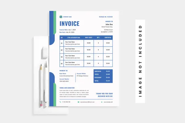 stock vector Elevate your business professionalism with our Modern Business Invoice Template. This sleek and minimalist design not only makes your invoices look more professional but also simplifies your financial management.