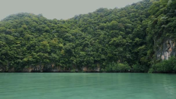 碧绿的大海中 高山上美丽的热带绿色 去亚洲岛旅行 克拉比省 蓝色泻湖 美丽的丛林景观 旅行概念 — 图库视频影像