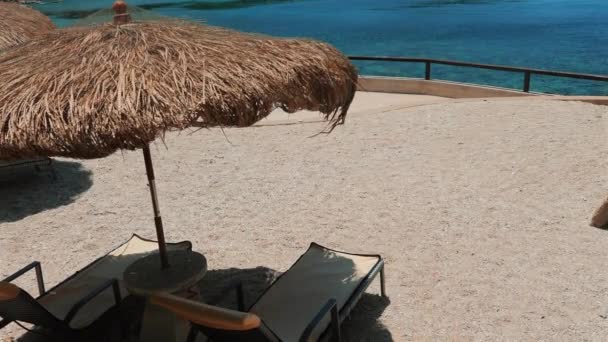Godetevi Una Tranquilla Scena Sulla Spiaggia Con Una Comoda Poltrona — Video Stock