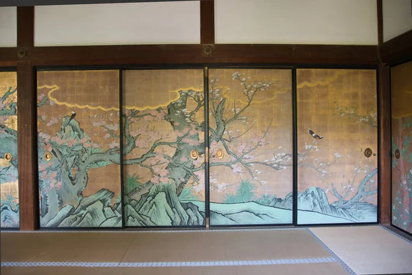 Одна Комнат Гостей Татами Внутри Храма Дайкаку Цзи Киото — стоковое фото