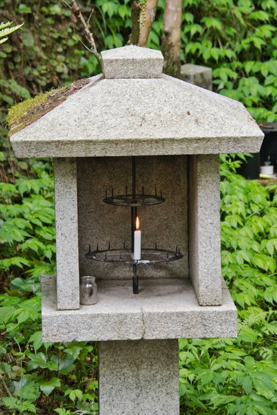 Eine Kerze Und Ein Kerzenständer Der Steinlaterne Kyoto Japan — Stockfoto