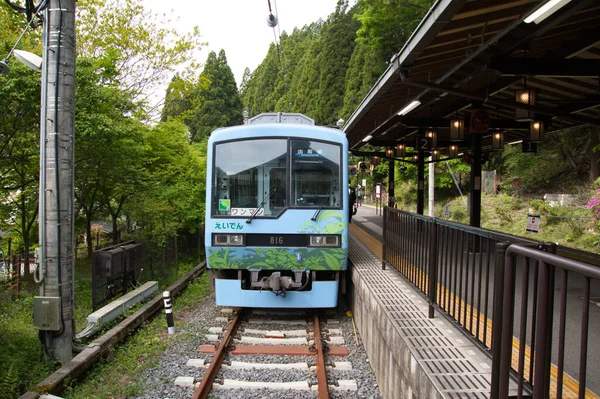 Comboio Eizan Dentetsu Estacionado Estação Kurama Quioto Japão — Fotografia de Stock