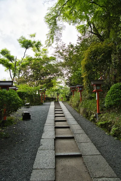 Escada Lanterna Templo Kurama Dera Quioto Japão — Fotografia de Stock