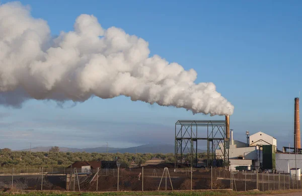 Olívaolaj Gyár Gázkibocsátása Tierra Barroson Extremadura Spanyolország — Stock Fotó