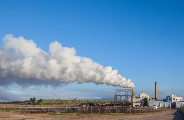 Olívaolaj Gyár Gázkibocsátása Tierra Barroson Extremadura Spanyolország — Stock Fotó