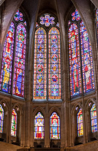 Leon Spanje Juni 2019 Glas Lood Ramen Van Leon Cathedral — Stockfoto