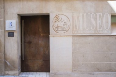 Badajoz, Spain - May 7th, 2020: Badajoz Cathedral Museum building. Located in Badajoz historic quarter, Extremadura, Spain