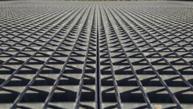 Galvanized steel floor grille. Selective focus
