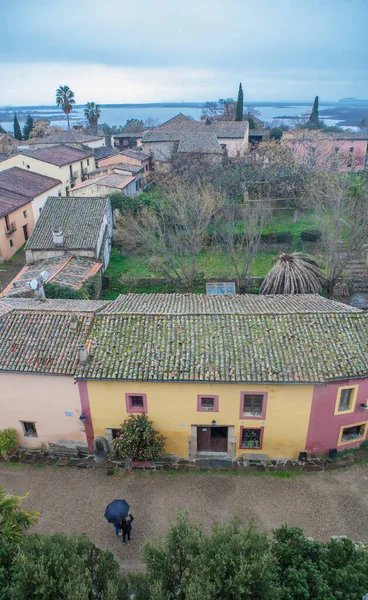 Village Granadilla Vue Aérienne Depuis Château Extremadura Caceres Espagne — Photo