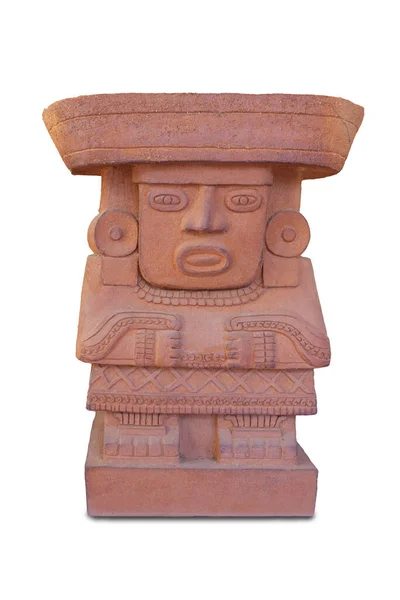 Mayans Civilizáció Szuvenír Terrakotta Másolat Elszigetelt Fehér Háttér Felett — Stock Fotó