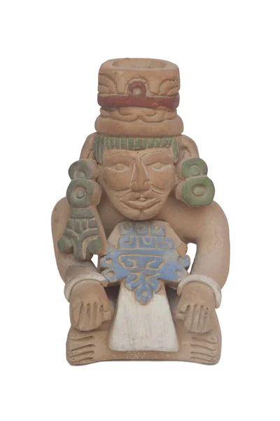 マヤ文明のお土産 テラコッタのレプリカ 白地に隔離された — ストック写真