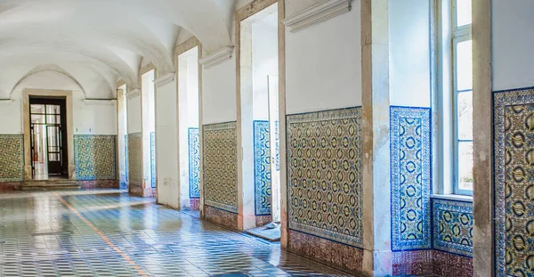 Coimbra Portugal Sept 6Th 2019 Colorful Glazed Tile Plinth University — Stock Photo, Image