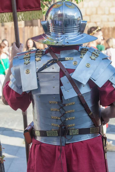 Reenactor Vestido Con Lorica Segmentata Réplica Equipo Personal Militar Romano —  Fotos de Stock