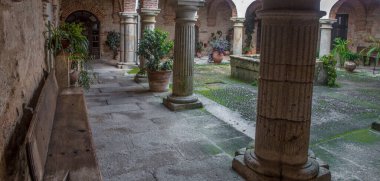 P. de Acim, Spain - Jan 21st, 2024: New cloister of El Palancar Convent, Pedroso de Acim, Caceres, Spain clipart