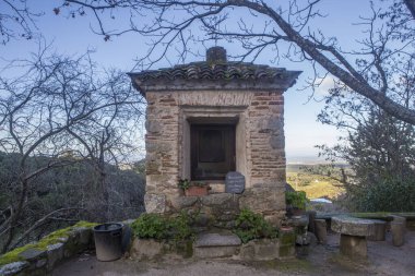 P. de Acim, Spain - Jan 21st, 2024: Exterior gardens of El Palancar Convent, Pedroso de Acim, Caceres, Spain clipart