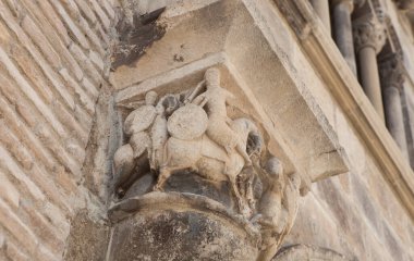 Roland ve dev Ferragut arasında savaş, Navarre hükümdarları sarayı, Estella-Lizarra kasabası, Navarre, Kuzey İspanya