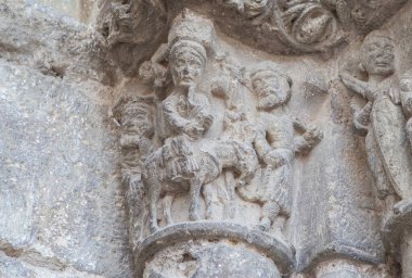 San Miguel Kilisesi portalı. Estella-Lizarra kasabası, Navarre, Kuzey İspanya. Mısır 'a Uçuş