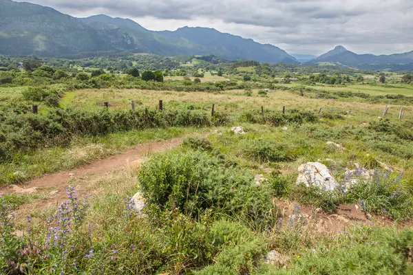 stock image Pedestrian track beside Cliffs of Hell, Ribadesella Eastern Asturias, Spain