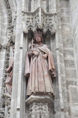 Seville, İspanya - 26 Eylül 2024: Aziz Hermenegild veya Visigoth prensi, Kral Leovigildo 'nun oğlu, 1585 yılında aziz Miguel Katedrali, İspanya